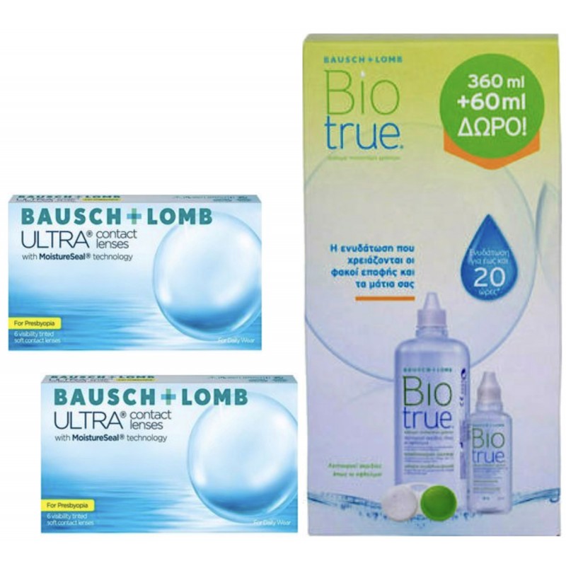 OFFER 2 Ultra Bausch & Lomb for presbyopia (12 multifocal contact lenses)+1 Solution Biotrue 360+60ml